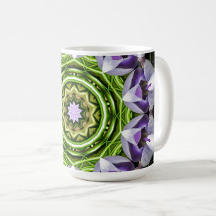 Mug Art de kaléidoscope de mandala floral pourpre
