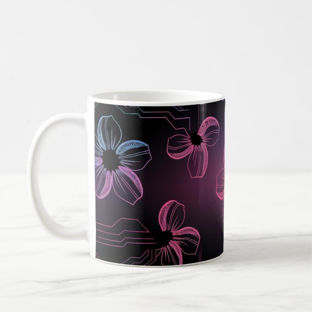 Mug Art de la fleur de cerisier en couleurs néon (Gauche)