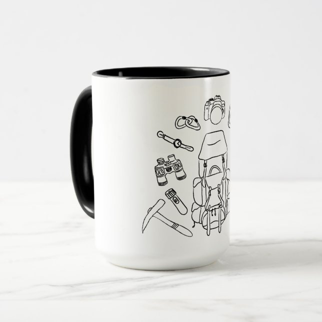 Mug Art de la ligne d'engrenage d'aventure | Randonnée (Devant gauche)