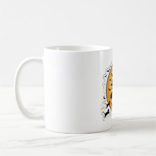 Mug Art de la silhouette de sorcière volant sur la ple
