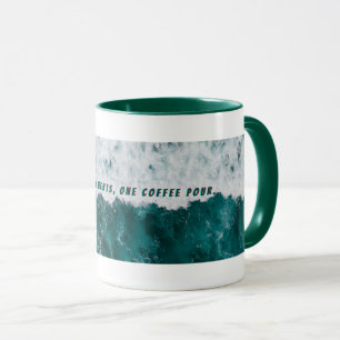 Mug Art de la typographie bleue océanique