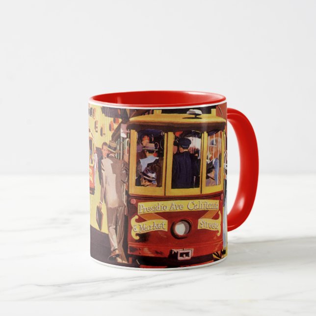Mug Art de l'affiche de voyage des anciennes voitures  (Devant droit)