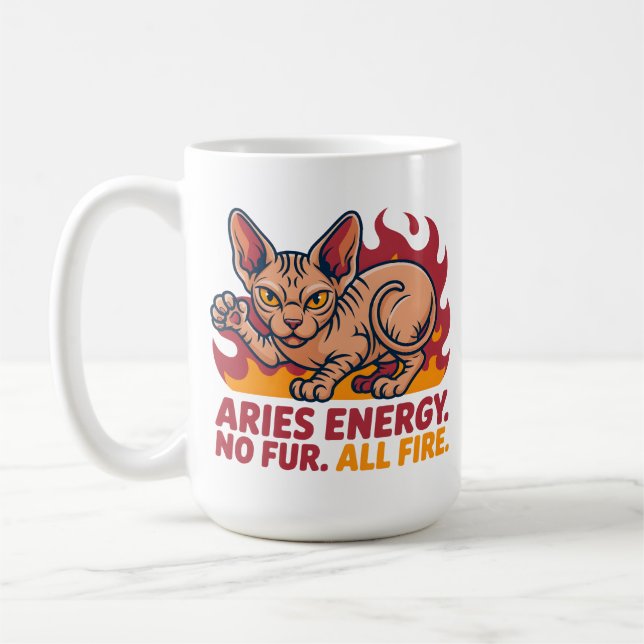 Mug Art de l'énergie du zodiaque du feu du chat Sphynx (Gauche)