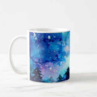 Mug Art de l'espace à l'aquarelle avec ciel nocturne e