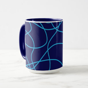 Mug Art de ligne dans les bleus contrastés
