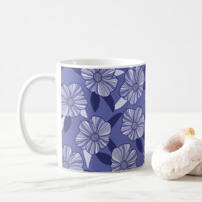 Mug Art de ligne floral pourpre botanique  (Avec donut)