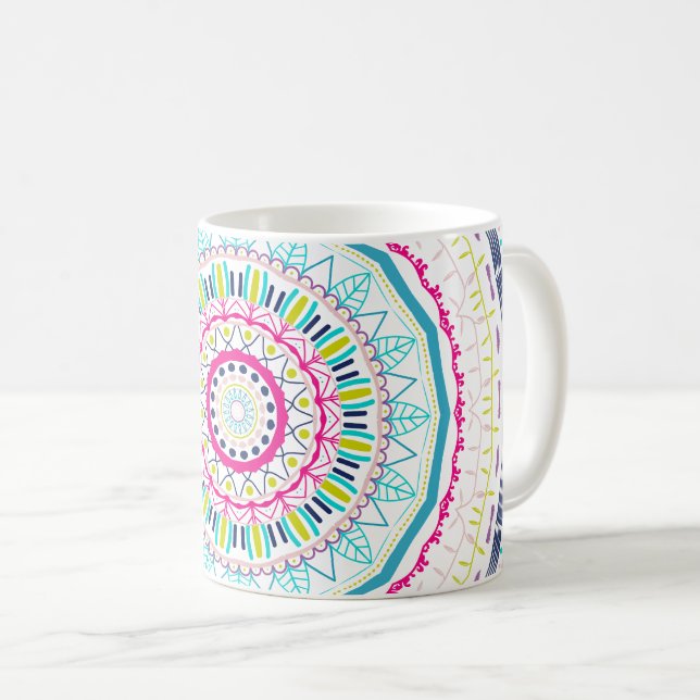 Mug Art de mandala coloré vibrant (Devant droit)
