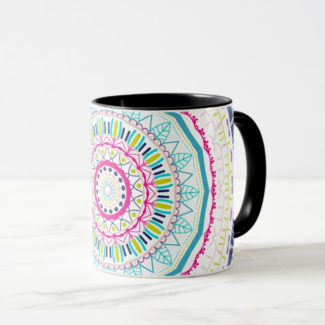 Mug Art de mandala coloré vibrant (Devant droit)