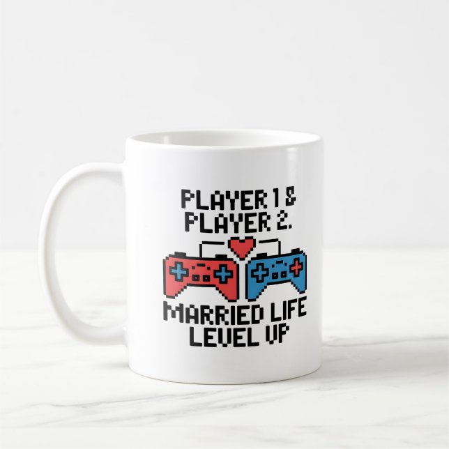 Mug Art de mariage Pixel Gamer (Gauche)