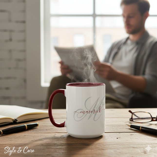 Mug Art de monogramme de nom personnalisé élégant pour (Stylish Custom Name Monogram Art for Everyday Use Mug)