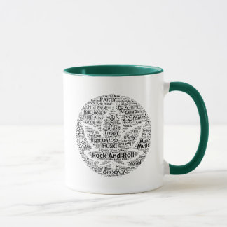 Mug Art de mot de feuille de pot de rock