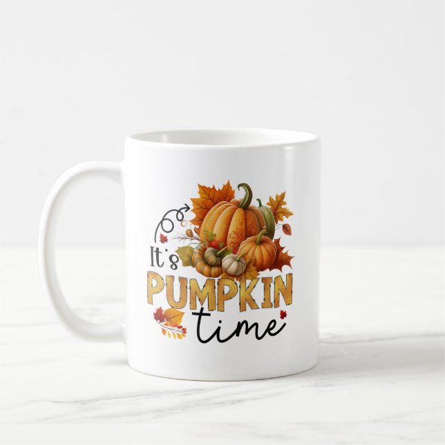 Mug Art de mot de saison de citrouille mignonne (Gauche)