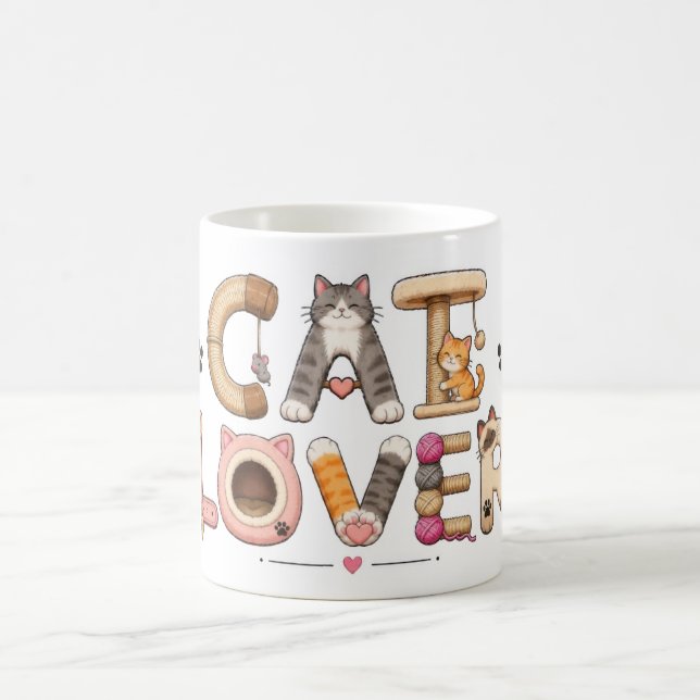 Mug Art de mots amateur de chat (Centre)