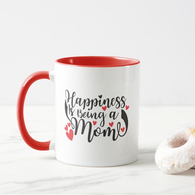 Mug Art de mots de bonheur de maman mignonne  (Avec donut)