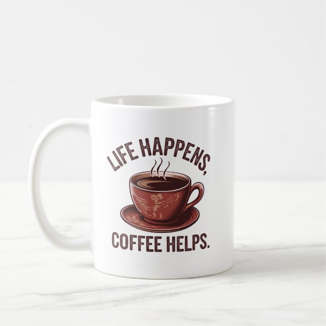 Mug Art de mots de la vie de café drôle  (Gauche)