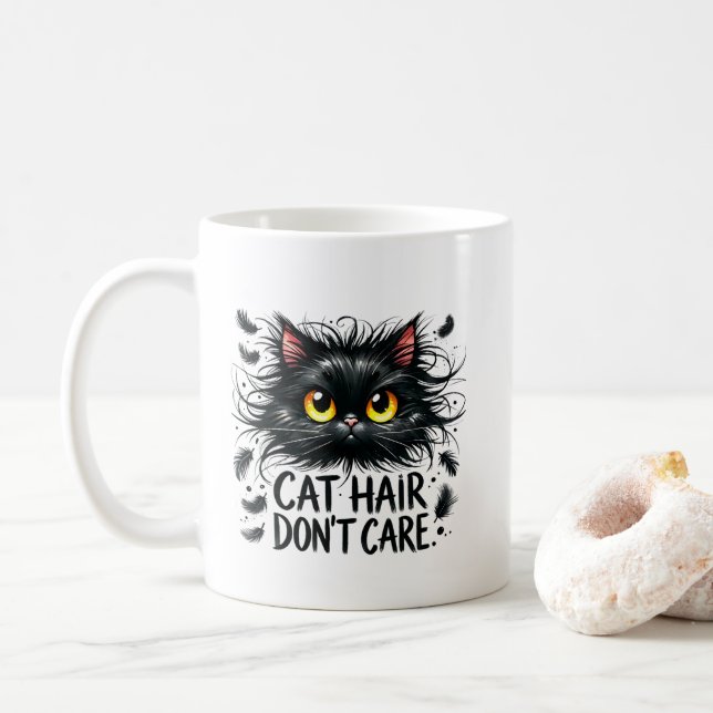 Mug Art de mots de sarcasme de cheveux de chat drôle  (Avec donut)