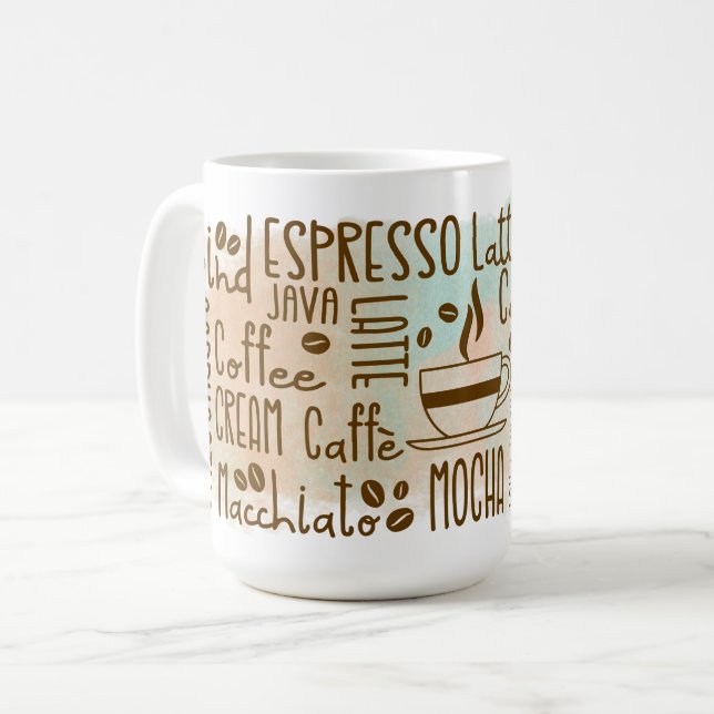 Mug Art de mots pour amateur de café (Devant gauche)