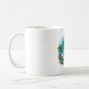 Mug Art de Noël tropical avec Santa surfeur