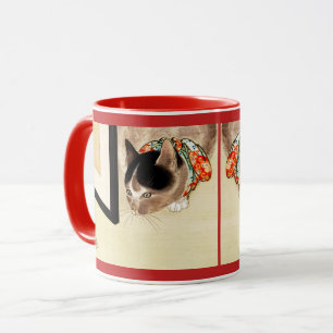 Mug Art de observation d'araignée de chat japonais
