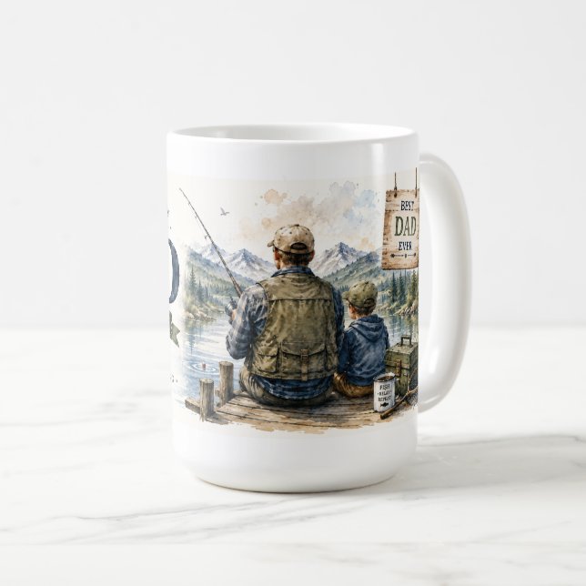 Mug Art de pêche père-enfant paisible (Devant droit)