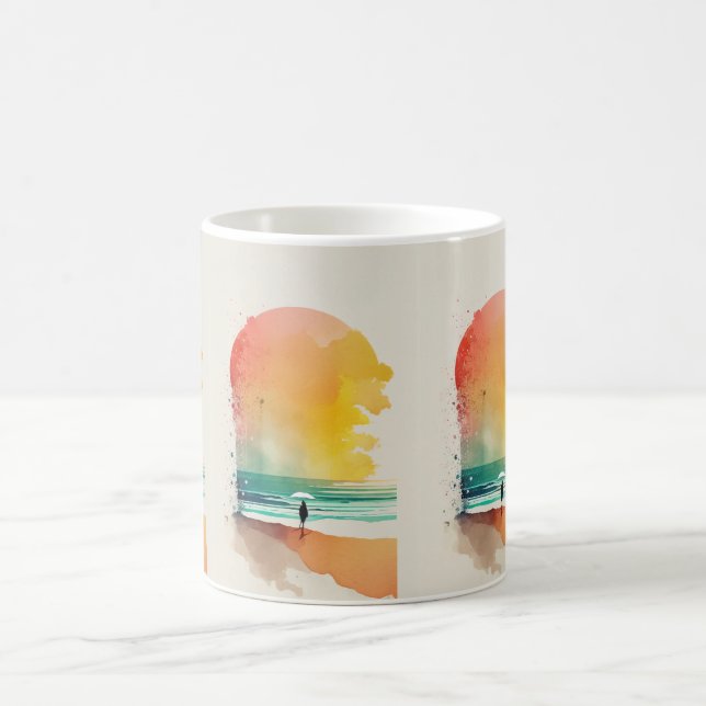 Mug Art de plage abstrait Marcher dans les vagues  (Centre)