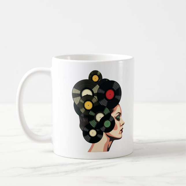 Mug Art de poster de disque vinyle rétro stylisé (Gauche)