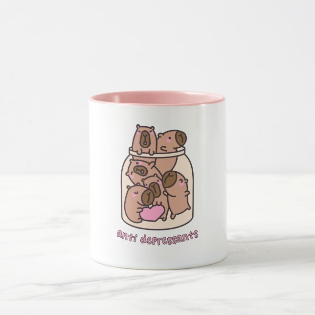 Mug Art de pot de Capybara - "Antidépresseurs" Caprice (Centre)