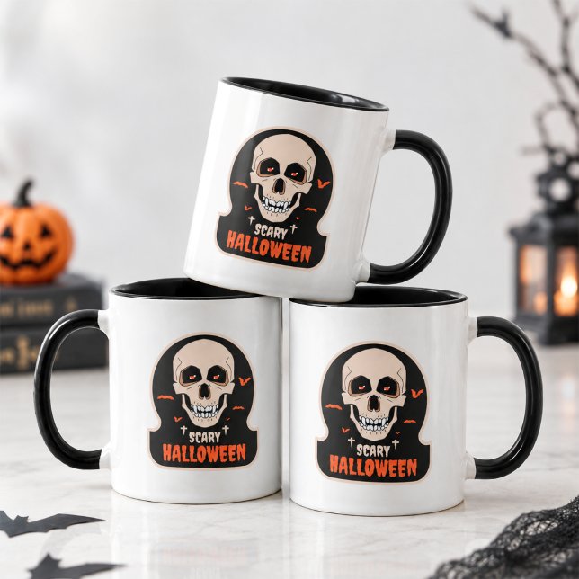Mug Art de sticker crâne de vampire effrayant (Créateur téléchargé)