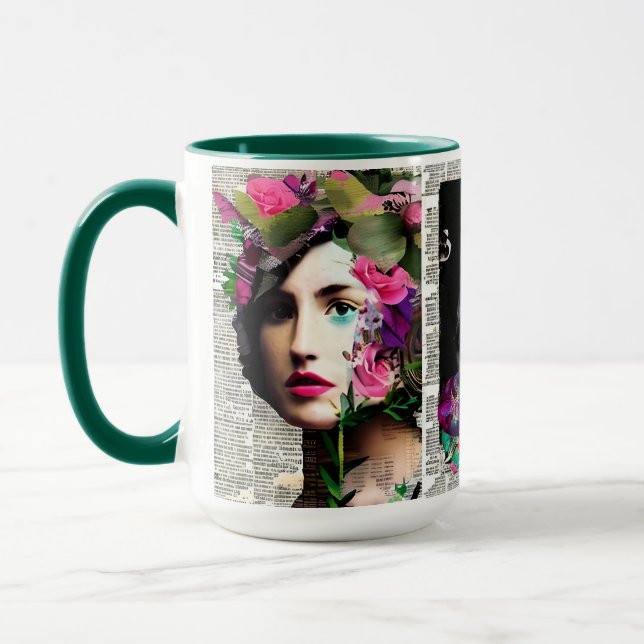 Mug Art de style Collage papier | Femmes Vintages (Gauche)