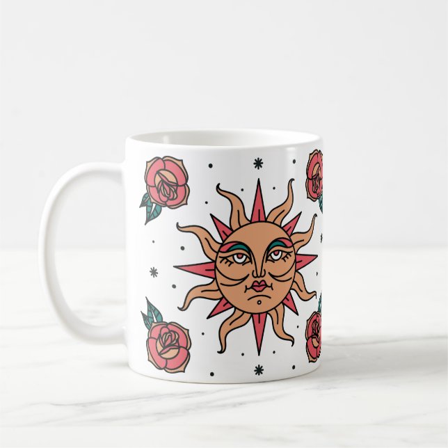 Mug Art de symbole de tatouage de soleil boho (Gauche)