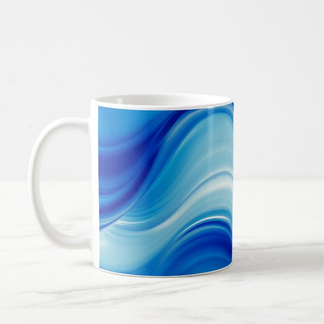 Mug Art de vague abstraite saphir scintillant (Gauche)