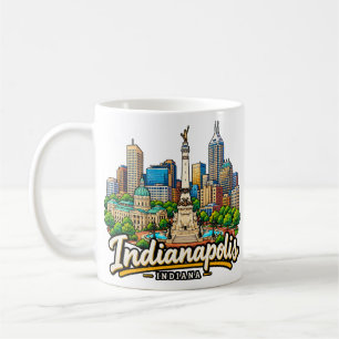 Mug Art de voyage à main levée Indianapolis Indiana