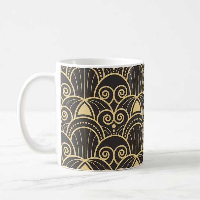 Mug Art Déco : Carreaux géométriques dorés. (Gauche)