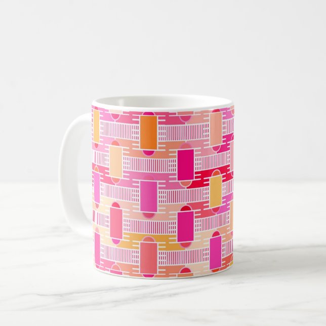 Mug Art Déco chic industriel - rose, pêche, or (Devant gauche)