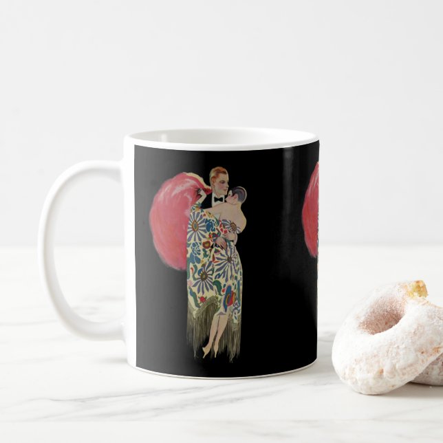 Mug Art déco dansant, Amour et Romance Vintage (Avec donut)