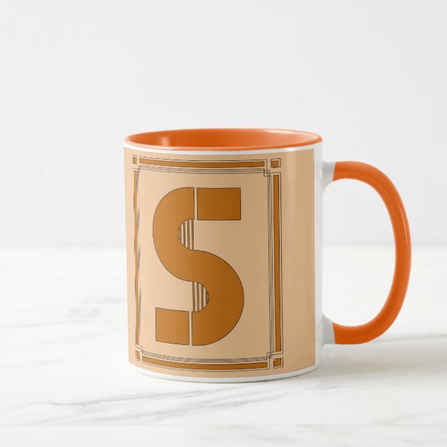 Mug Art déco de lignes droites avec le monogramme, (Droite)