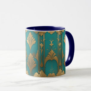 Mug Art Déco En Bleu Et Or