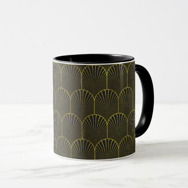 Mug Art Déco En Or Et Noir (Devant droit)