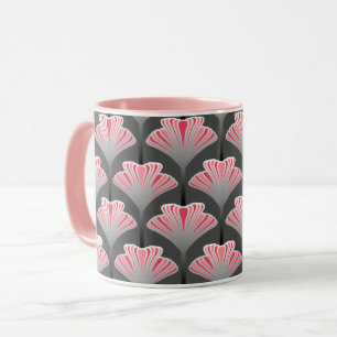 Mug Art déco Lily, Grey / Grey / Coral rose