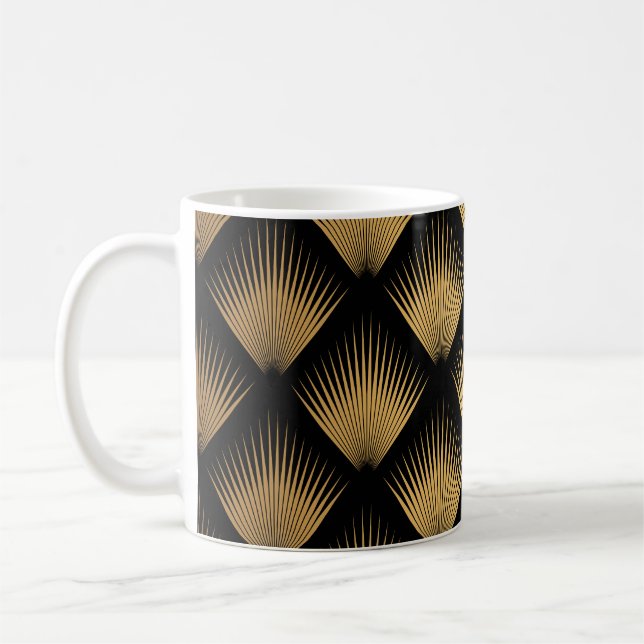 Mug Art Déco, motif d'or noir. (Gauche)