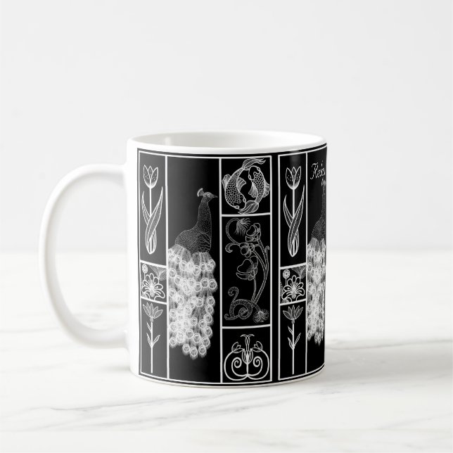 Mug Art déco noir & blanc stylisé personnalisable (Gauche)