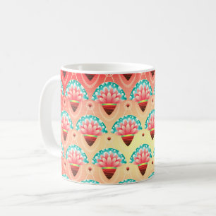 Mug Art déco or rose turquoise fleur motif mignon