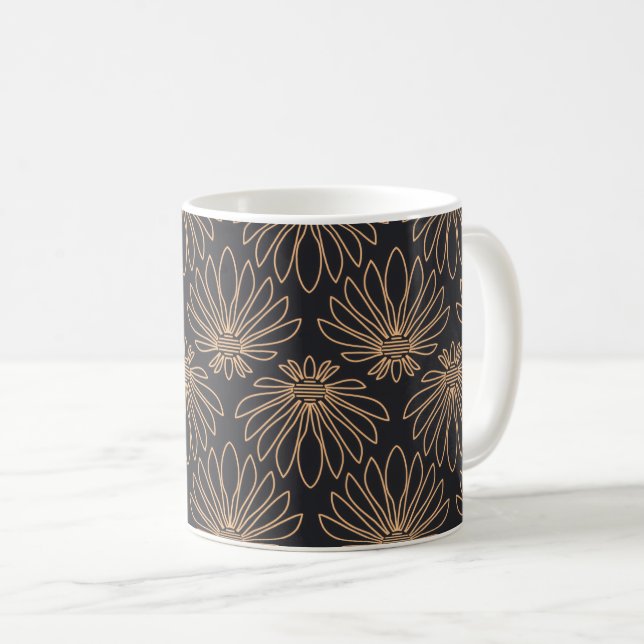 Mug Art Deco pattern with gold floral motifs  (Devant droit)