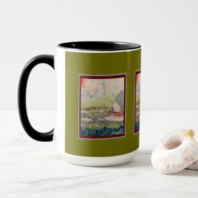 Mug - Art Deco Sailboat  (Avec donut)