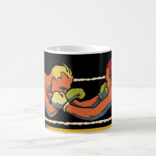 Mug Art Déco vintage de boxe sportive, boxeurs se frap