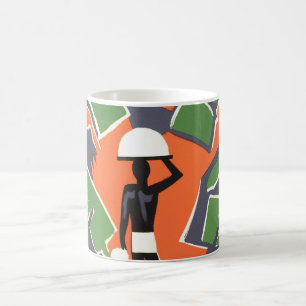 Mug Art Déco vintage de voyage, Autochtone dans la jun