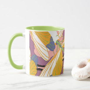 Mug Art Déco vintage jazz pochoir jardins libellules
