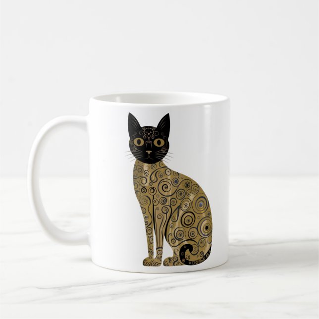 Mug Art décoratif de chat noir dans le style de Gustav (Gauche)