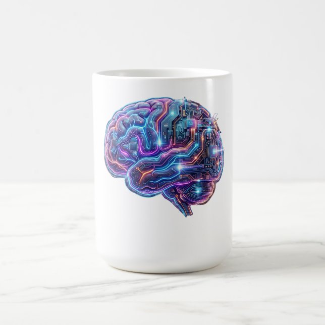 Mug Art des circuits cérébraux du cyborg de l'IA cyber (Centre)