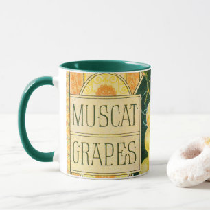 Mug Art d'étiquette de caisse de fruits vintage, raisi